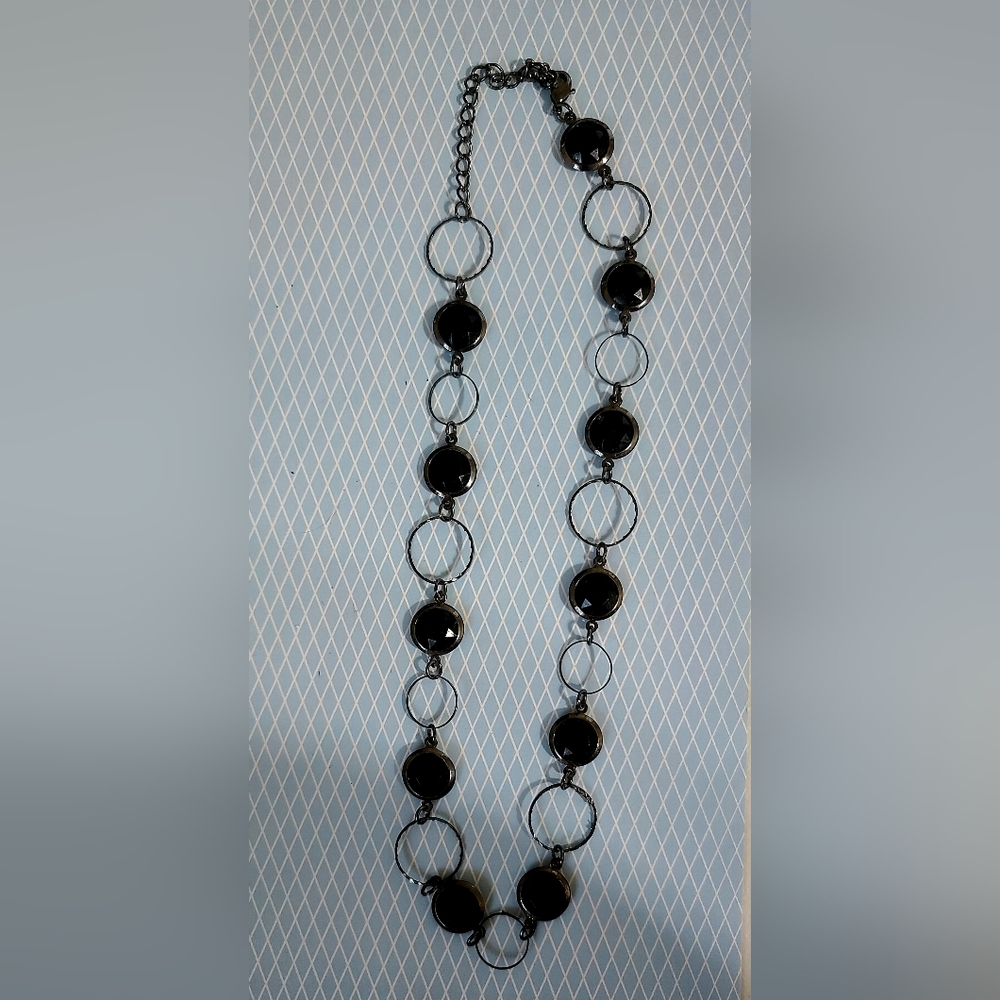 Flat Black Bead Neclace